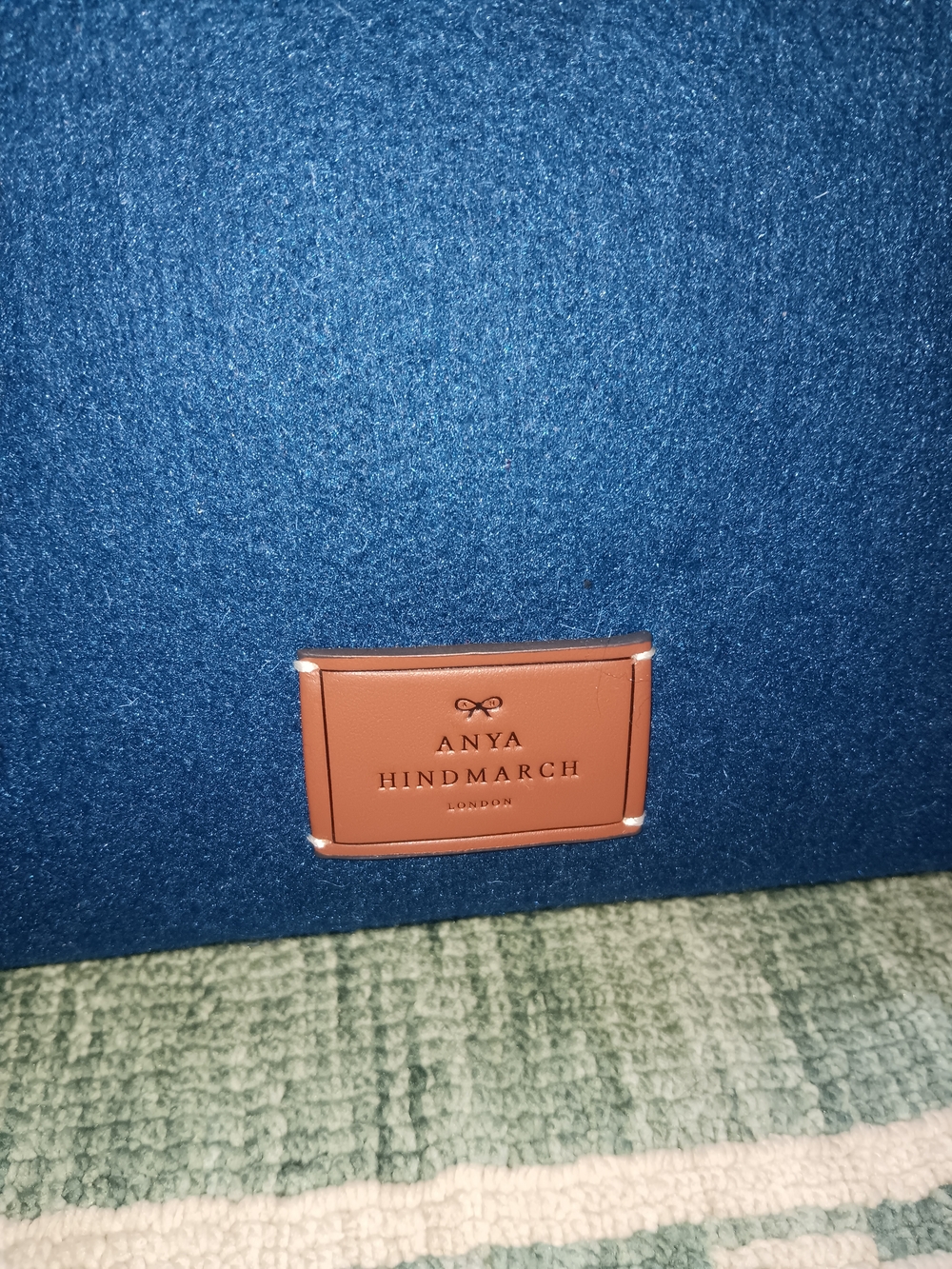 Anya Hindmarch Navy Felt Kellogg's Frosties Tote with Brown Straps - Picture 3 of 6
